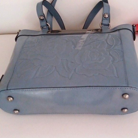Patricia Nash Rose Tool Collection Arden Tote Crossbody Leather Blue Han… - Picture 3 of 15